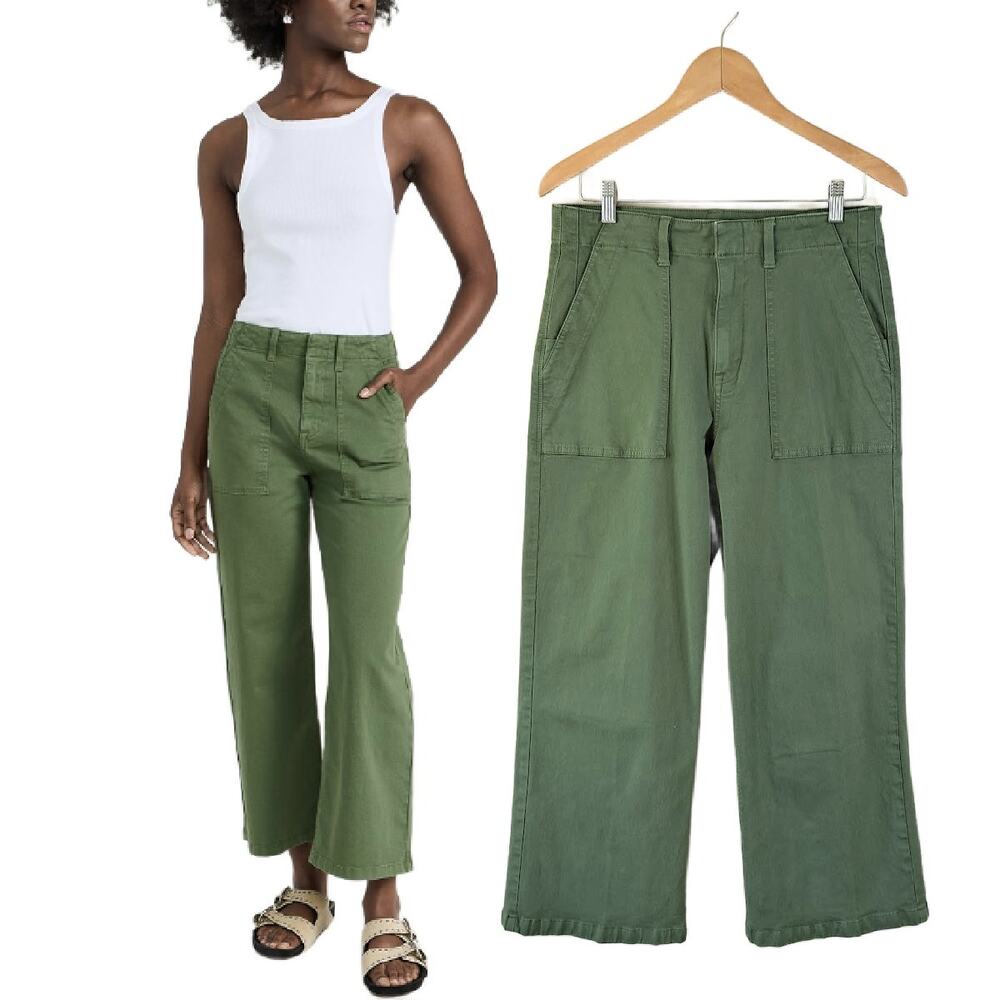 PISTOLA Sophia Wide Leg Cropped Utility Pant Size 29  Basil Green